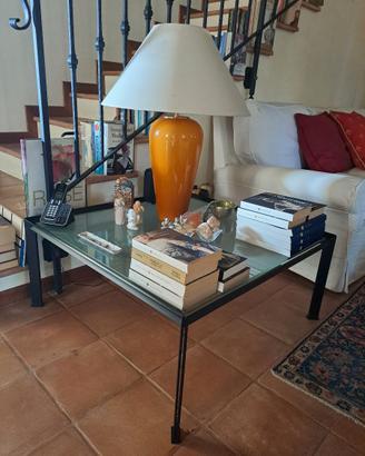 TAVOLO TAVOLINO VINTAGE + LAMPADA VETRO MURANO