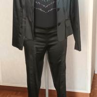 Tailleur pantalone in acetato nero taglia 44