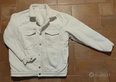 Giacca jeans bianca imbottita unisex