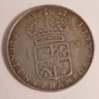 moneta 1 krona Svezia in argento 