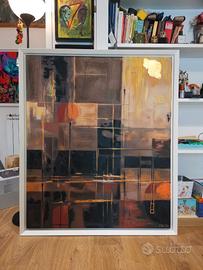 Quadro astratto su tela 116x136x5 cm con cornice