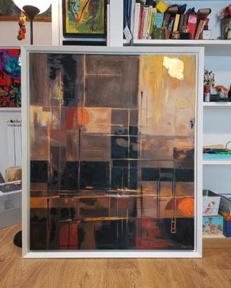 Quadro astratto su tela 116x136x5 cm con cornice