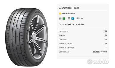 Pneumatici Hankook Ventus S1 Evo3 235/60/18 NUOVE