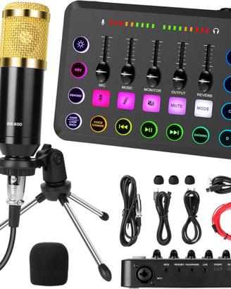 Pacchetto Attrezzatura Podcast Scheda Audio