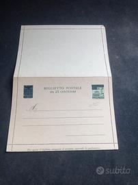 BIGLIETTO POSTALE DA 25 CENT. (FIL. NE 4) 1945 RSI