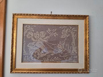 Quadro ricamo filet fatto a mano