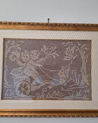 Quadro ricamo filet fatto a mano