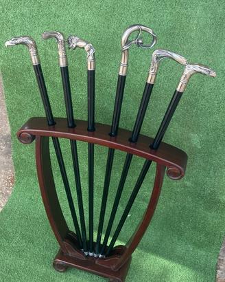 lotto 10 bastoni animali+2 supporti legno