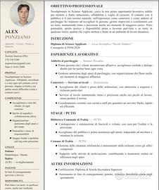 lavoro come cameriere/banconista