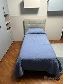 Letto singolo trapuntato con rete e materasso