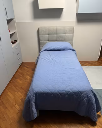 Letto singolo trapuntato con rete e materasso