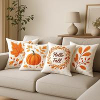 Set 4 cuscini decorativi – tema foglie e zucche