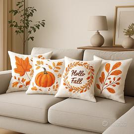 Set 4 cuscini decorativi – tema foglie e zucche