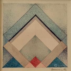 Dipinto geometrico astratto vintage opera quadro