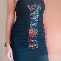 vestito donna, nero, elegante, con paillettes nere
