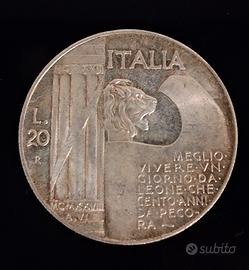 moneta commemorativa  L 20 benito mussolini