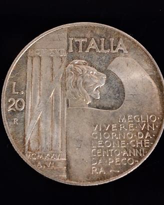 moneta commemorativa  L 20 benito mussolini