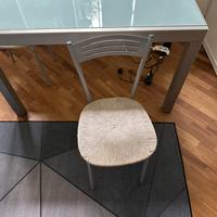 Tavolo da pranzo allungabile in vetro e acciaio