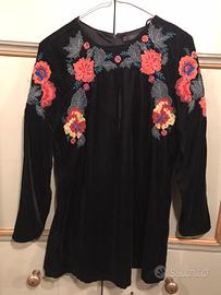 Tubino velluto nero di Zara tutto ricamato