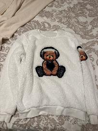 Felpa Bianca Morbida Orso M uomo/donna