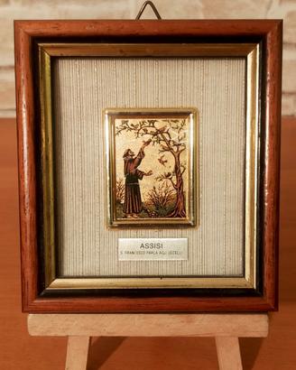 Quadretto Vintage foglia oro S. Francesco D’Assisi