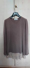 Maglia donna color tortora e panna.