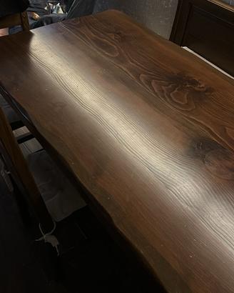 Set tavolo + panche contenitore + sedie in legno