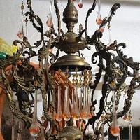 Lampadario Antico con gocce di Murano