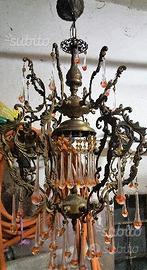 Lampadario Antico con gocce di Murano