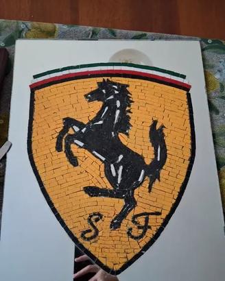 Mosaico Fatto a Mano Ferrari Cavallino Rampante su