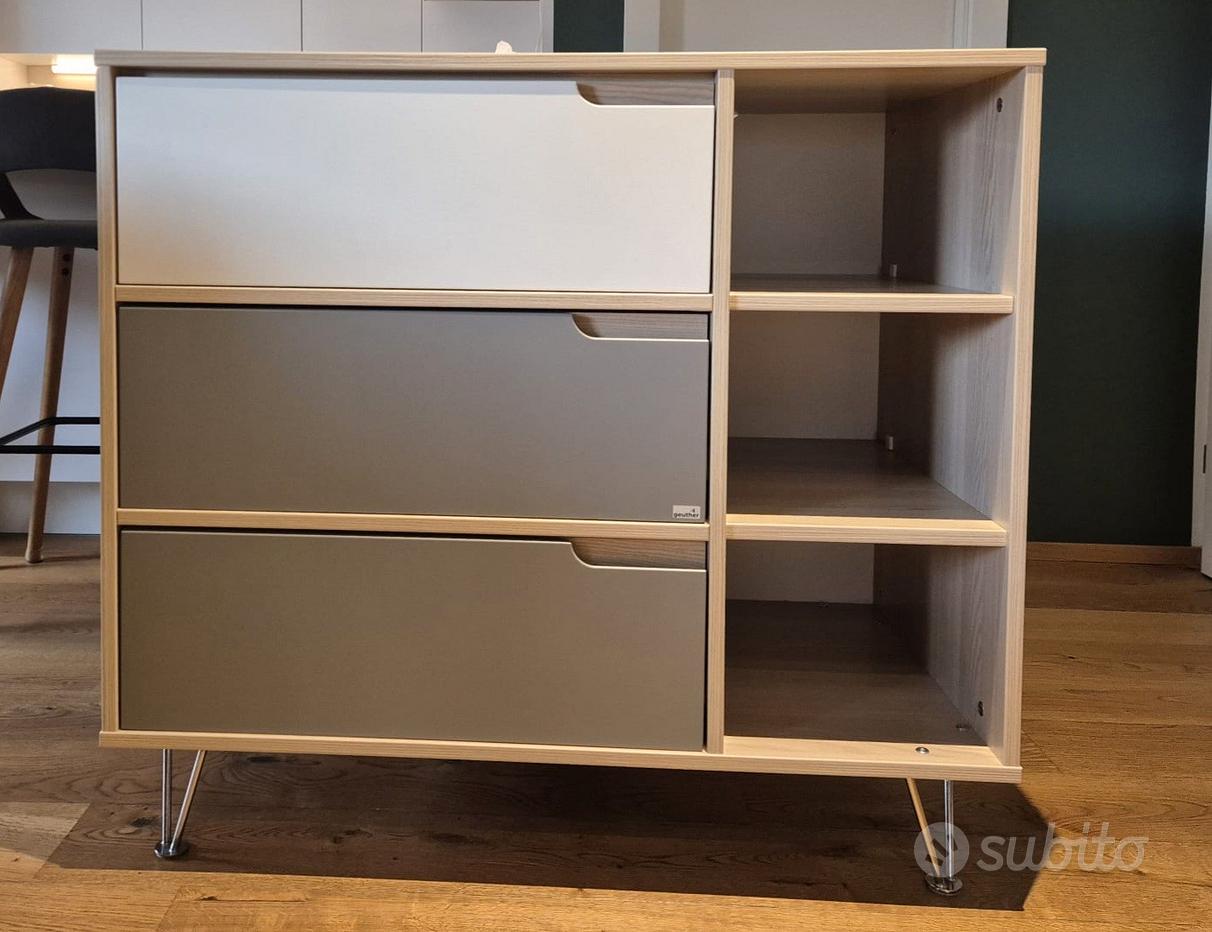 Erbesi Bagnetto Mirtillo Con Fasciatoio E Cassettiera Bianco Tortora