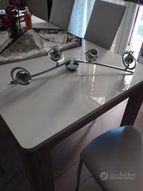 lampadario in sospensione moderno in acciaio croma