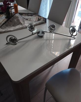 lampadario in sospensione moderno in acciaio croma