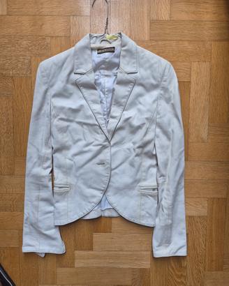  Giacca Blazer Vera Pelle Blue Deep Taglia M Donna