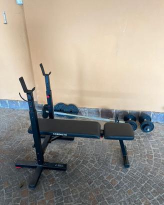 CORENGTH Panca pieghevole + manubri e bilanciere