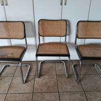 Quattro sedie impagliate in stile Marcel Breuer