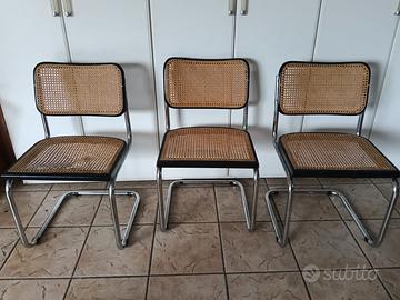 Quattro sedie impagliate in stile Marcel Breuer