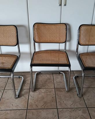 Quattro sedie impagliate in stile Marcel Breuer
