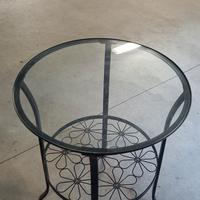 tavolino vetro e ferro battuto