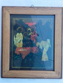 vecchio quadretto con cornice in legno 