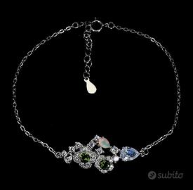 Bracciale Argento, Placato Oro, Gemme Naturali