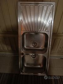 Lavabo due vasche con gocciolatoio cm 120