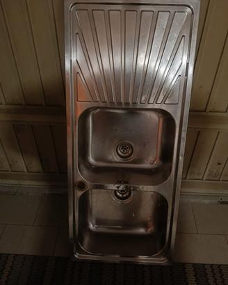 Lavabo due vasche con gocciolatoio cm 120