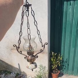 lampadario bronzo e ceramica