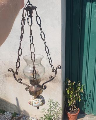 lampadario bronzo e ceramica