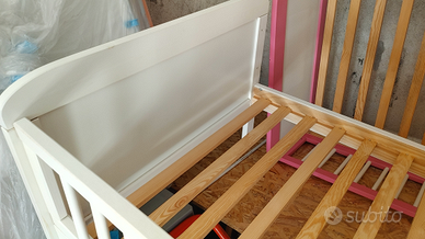 Lettino 145x70 Legno bianco con materasso