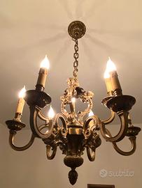 Lampadario anni 70 in bronzo
