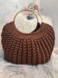 Borsa ad uncinetto Marrone Donna