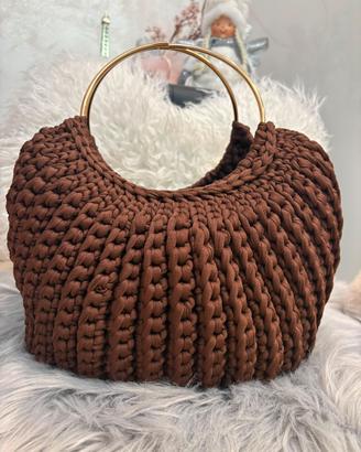 Borsa ad uncinetto Marrone Donna