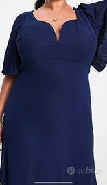 Vestito lungo Curvy con scollo a cuore blu navy